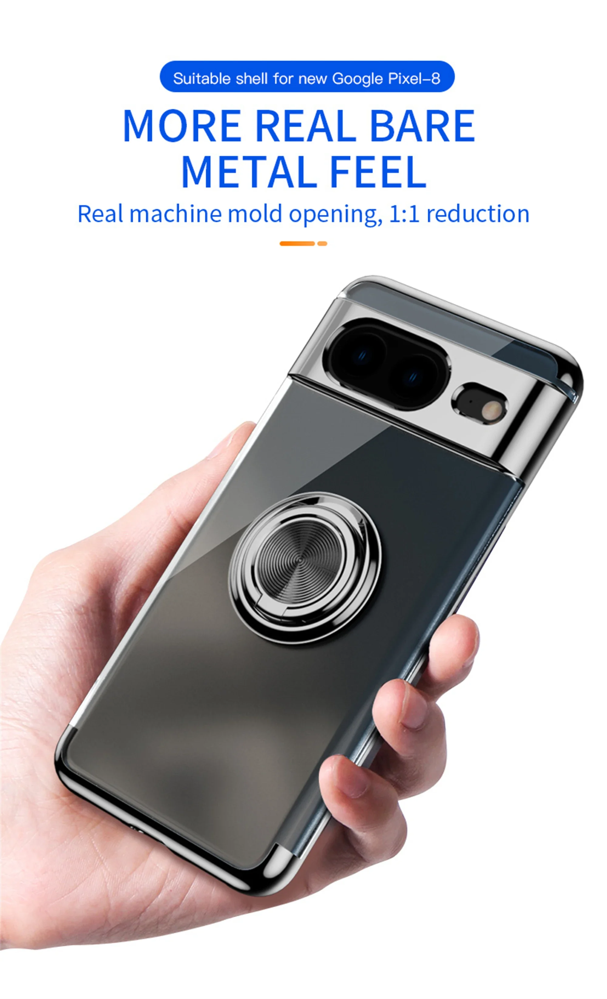 Slim Plating Clear Magnetic Phone Case for Google Pixel 9Pro 9 8Pro 8A 8 7Pro 7A 7 6A 5A Metal Ring Kickstand Cover