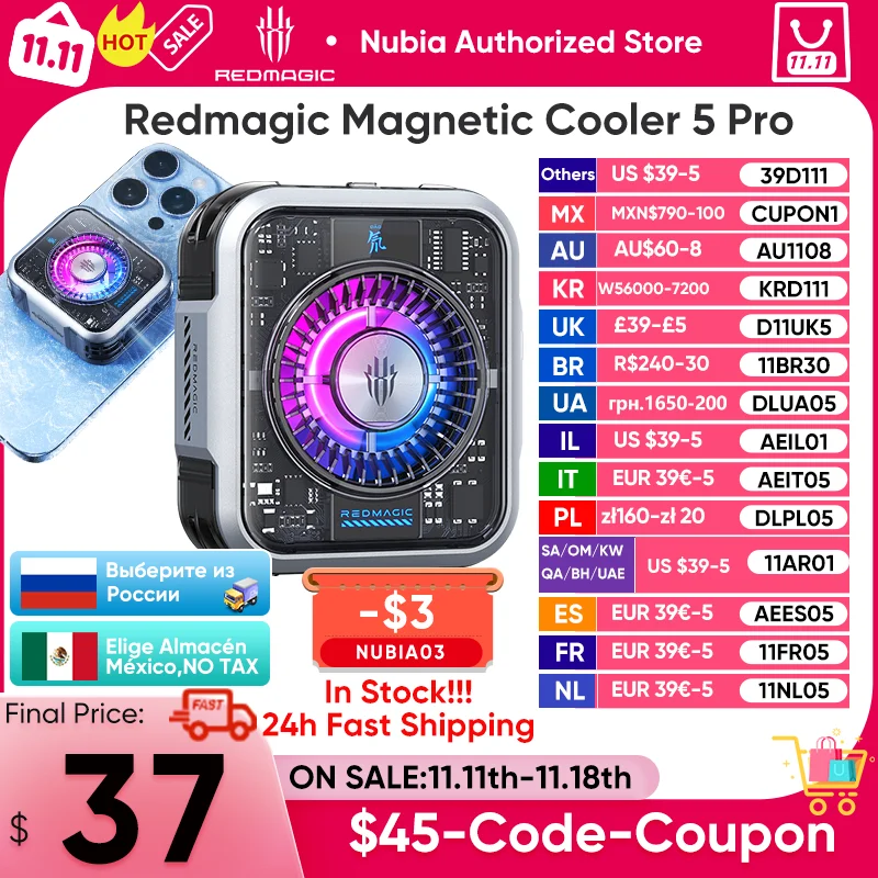 RedMagic Magnetic Cooler 5 Pro VC Liquid Smartphone Cooler Gaming Cooling Fan for Redmagic Iphone Xiaomi Poco X6 Pro Ipad Cooler