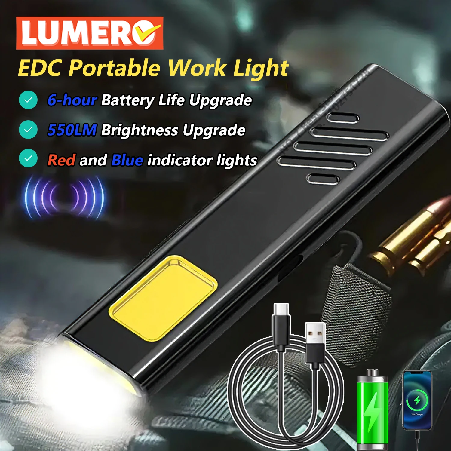 Sicherheit blinkende Arbeitsleuchte Warnleuchte starkes Licht Mini tragbare Outdoor-Wartung Notfall-EDC-Taschenlampe Outdoor Home