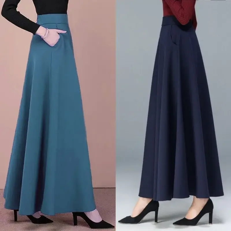 

Large Solid Color Versatile Temperament Officially Square Dance Half Skirt High Waisted Elasticized Half Skirt Big Swing Skirt