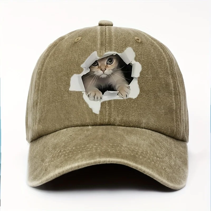 Niedliche Baseballkappe mit Katzenmotiv, Retro-Sonnenschutz und langlebiger Drucktechnologie