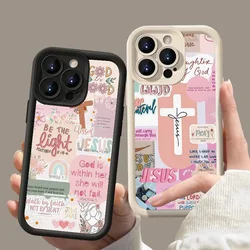 Slogan With Pink Cross Graphic Phone Case For iPhone 11 12 13 14 15 16 Pro Max XS X XR 7 8 Plus SE 2022 Shockproof Bumper Cover