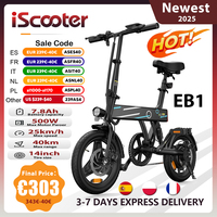 iScooter EB1 Electric Bike, 500W Motor, 36V 7.8AH Lithium Battery, 25KM High-Speed City E-Bike With 14inch Foldable For Adults