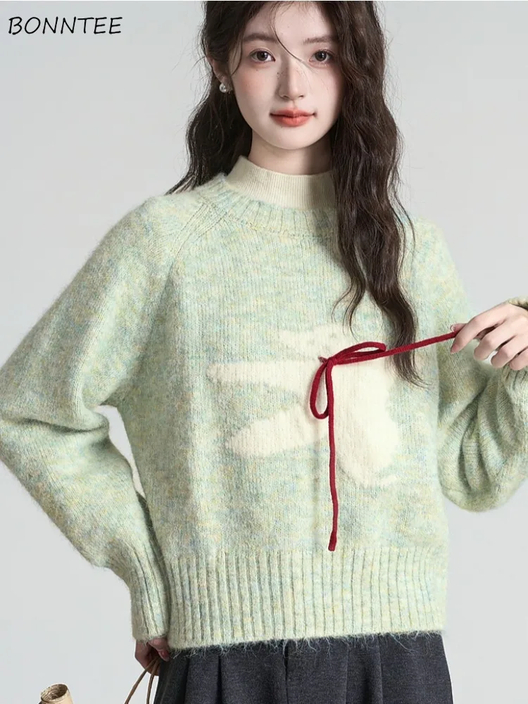 Pullovers Women Japanese Style Kawaii Girls Tops Autumn Winter Knitted Daily College High Street Soft Warm Windproof All-match