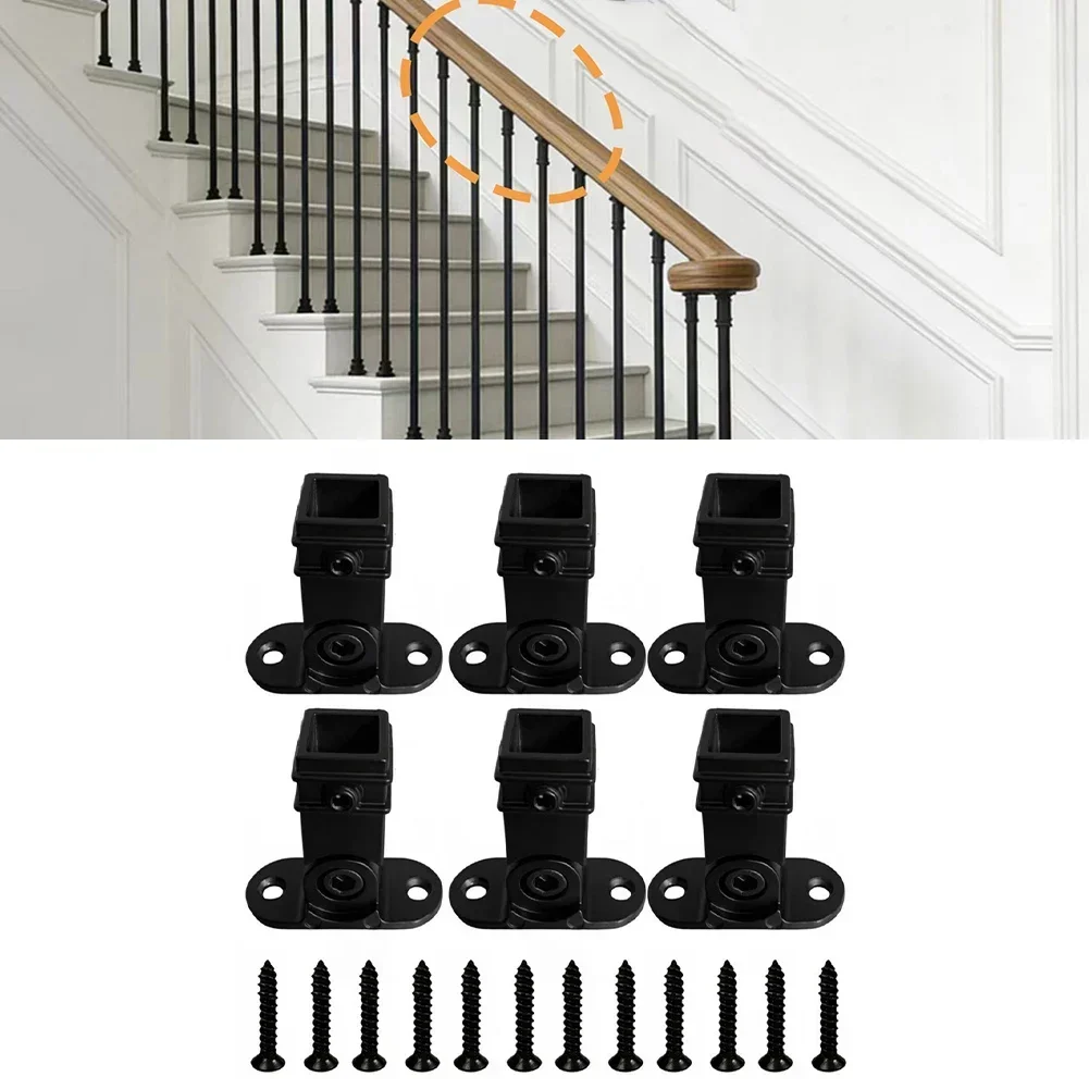6pcs Post Brackets Adjustable Height Angle Aluminum Alloy Post Assembly Kit For Pavilion Railing Stair Hollow Metal Balusters