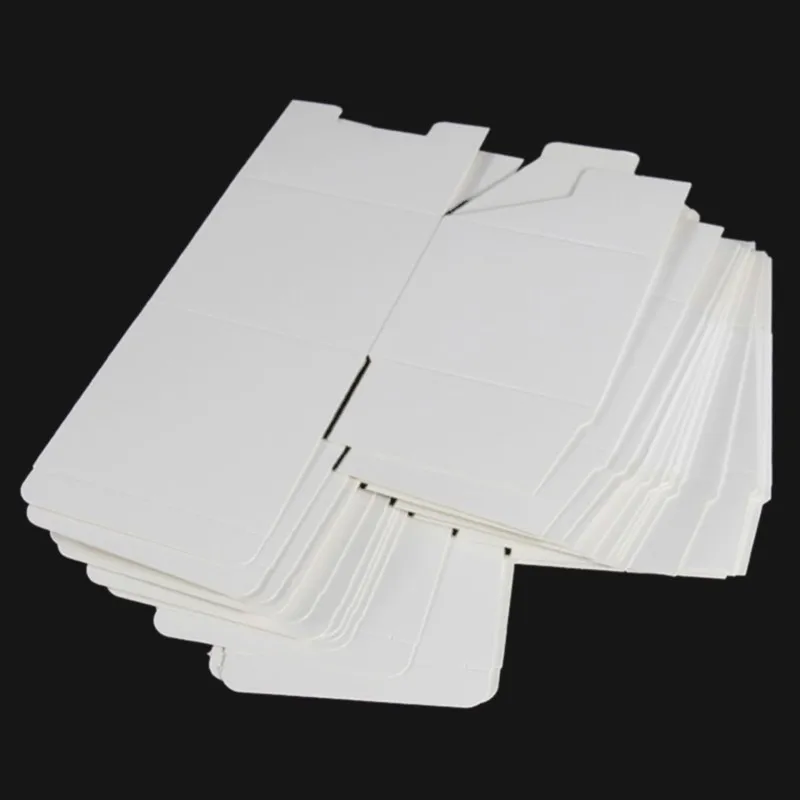 50pcs/lot Small White Cardpaper Boxes Wholesale Neutral Flat White Cardboard flat Folding  White Packaging Box