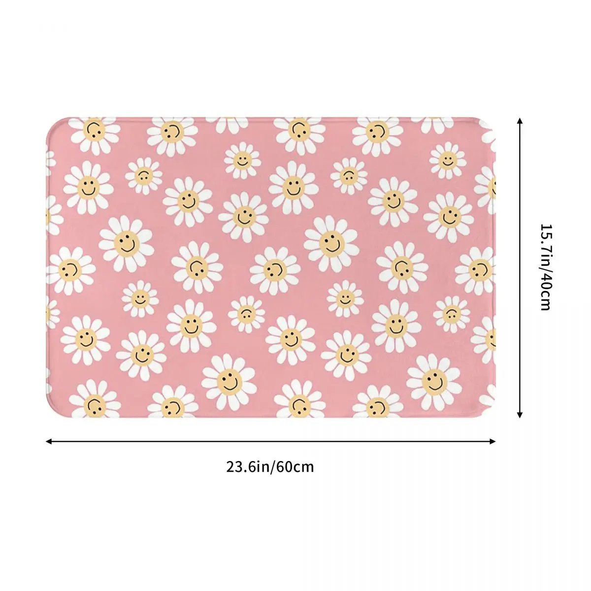 Peace Love Smile Pink Smiley Daisy Doormat Antiwear Carpet Rug Kitchen Entrance Home Floor Mat for Bedroom Footpad Mats