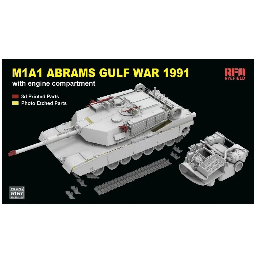 1/35 M1A1 Abrams Gulf War 1991 Tank Kit RYE FIELD RFM5167 w/Engine Compartment