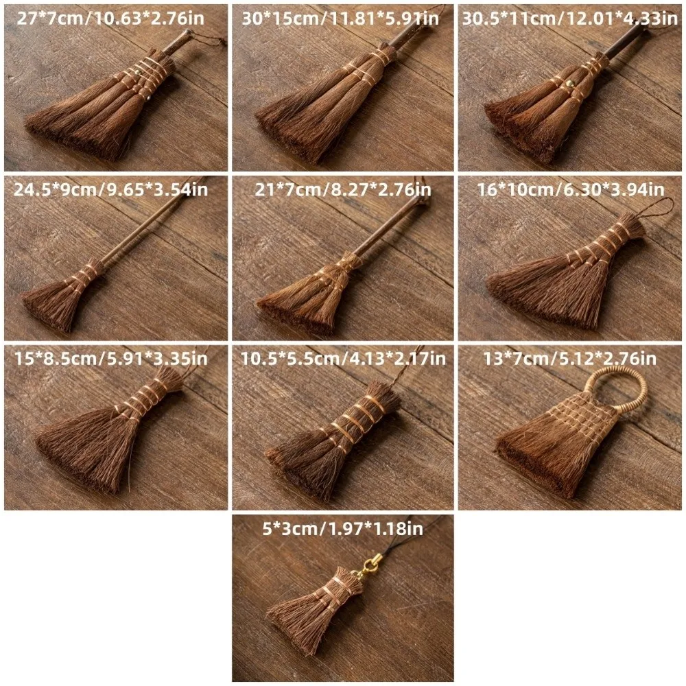 Traditional Tea Cleaning Brush Handmade Natural Palm Hair Brush Asian Style Vintage Tea Ware Scrubber Tea Accessories
