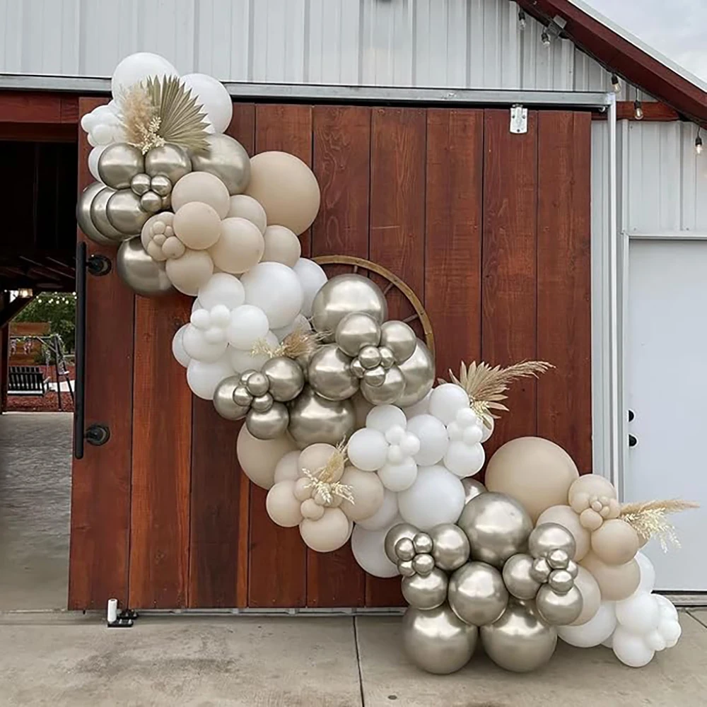 Sand White Balloons Garland Arch Metallic Gold Latex Balloon Kit Birthday Party Baby Shower Wedding Graduation Decoration Globos