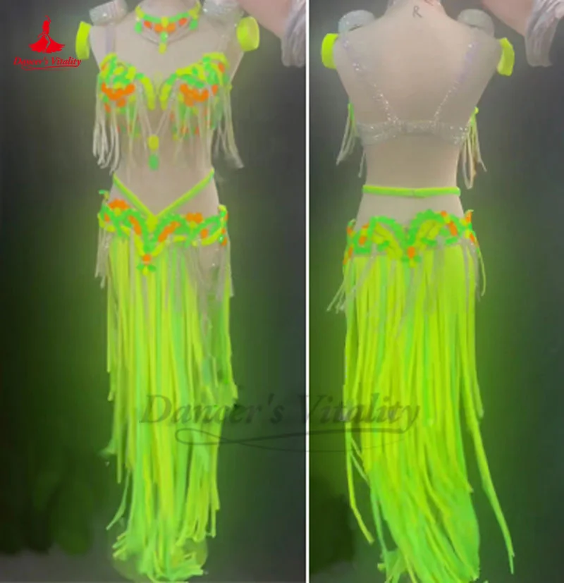 Belly Dance Costume Women High-end Customsized Bra Top+tassel Skirt 2pcs Oriental Performance Suit Girl\'s Belly Dancing Outfit