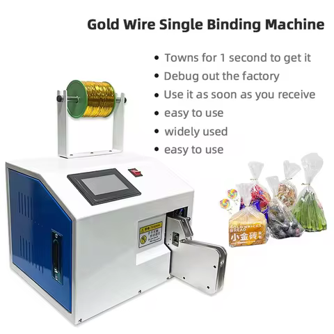 Automatic Gold Wire Tie Sealing Machine for Food Packaging Bread Bag Sealer for Candy Toast Fruit Bag and Cable Wire Bundling