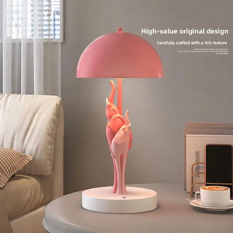 Elephant bedroom table lamp, tabletop ornament housewarming girl birthday gift living room bedside table creative decoration