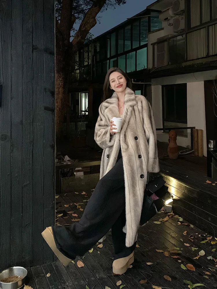 2023 Winter Clothes New High-End Thickening Fur Coat Light Luxury Fur Integrated Loose Long Sleeve Elegant Long Furry Jackets