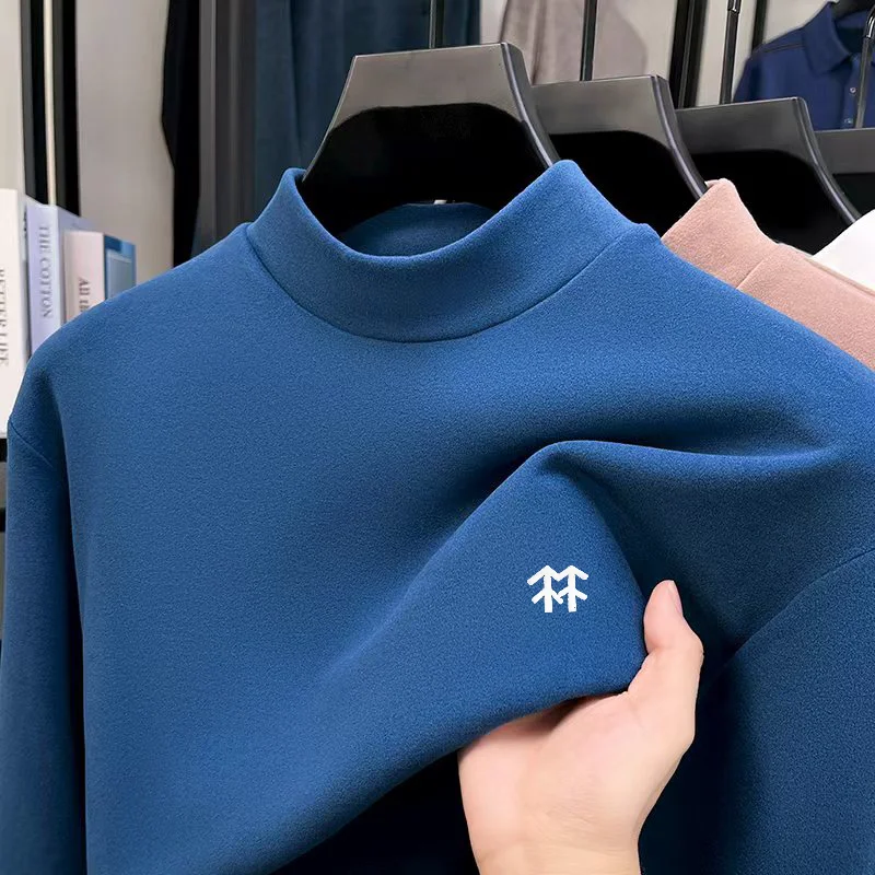 Spring Autumn Man Long-Sleeved T-Shirt Mock Neck Dralon Fabric Printing Korean-Style New Long Sleeves Leisure Exercise Men'sWear