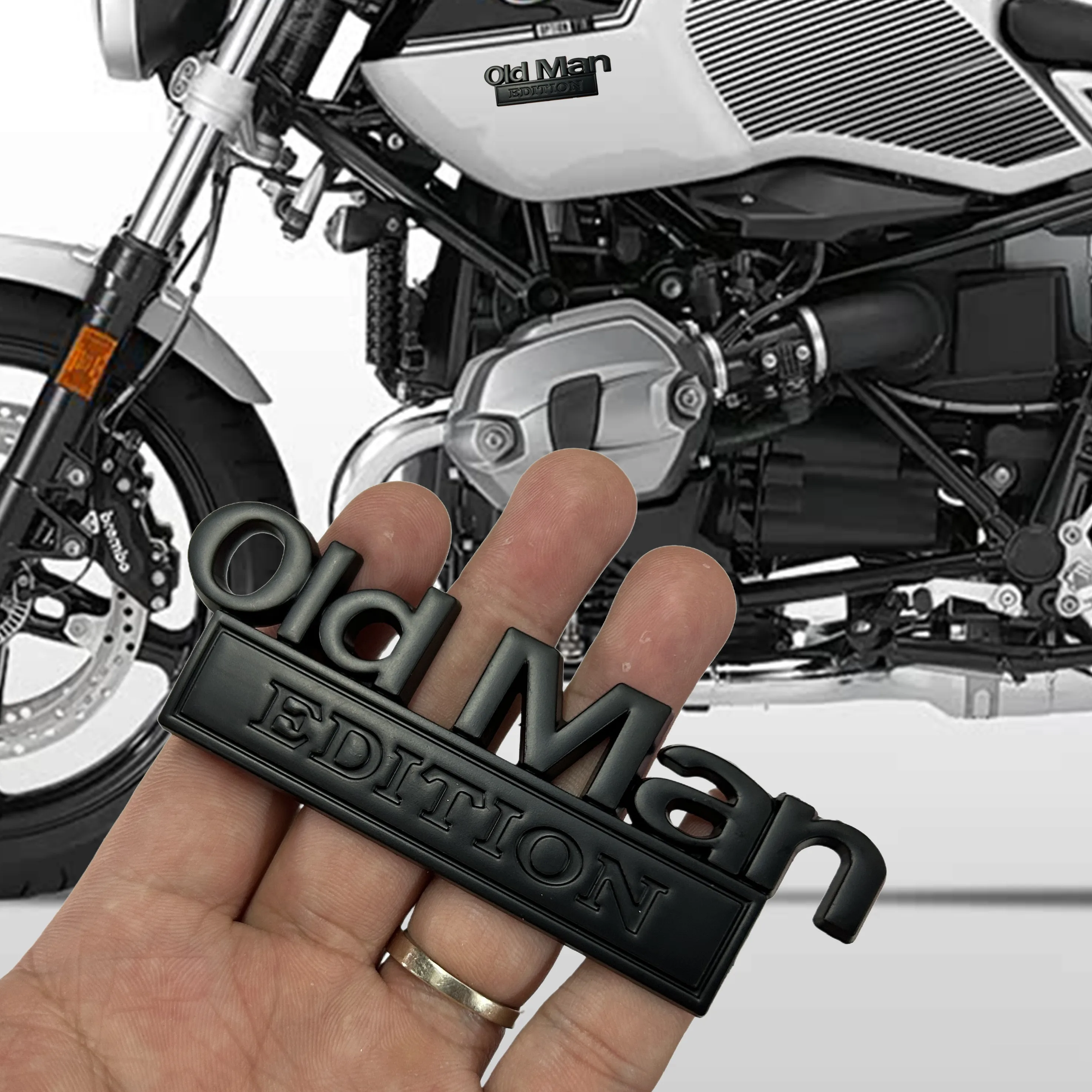 Metal Motorcycle & Car Emblems: Suitable for Trunk, Fuel Tank & Fender Modification Stickers, Old Man Edition Badge Decals