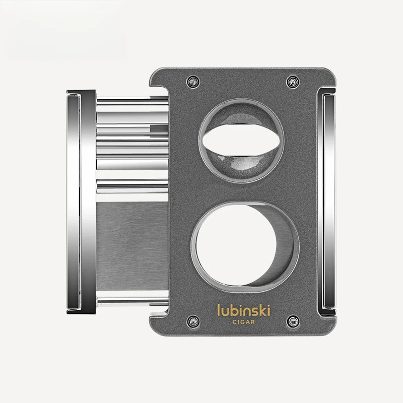 LUBINSKI Cigar V Cutter Metal Luxury Punch Double Use Cigar Knife Smoking Accessories Standing Cigar Holder With Gift Box CT-082