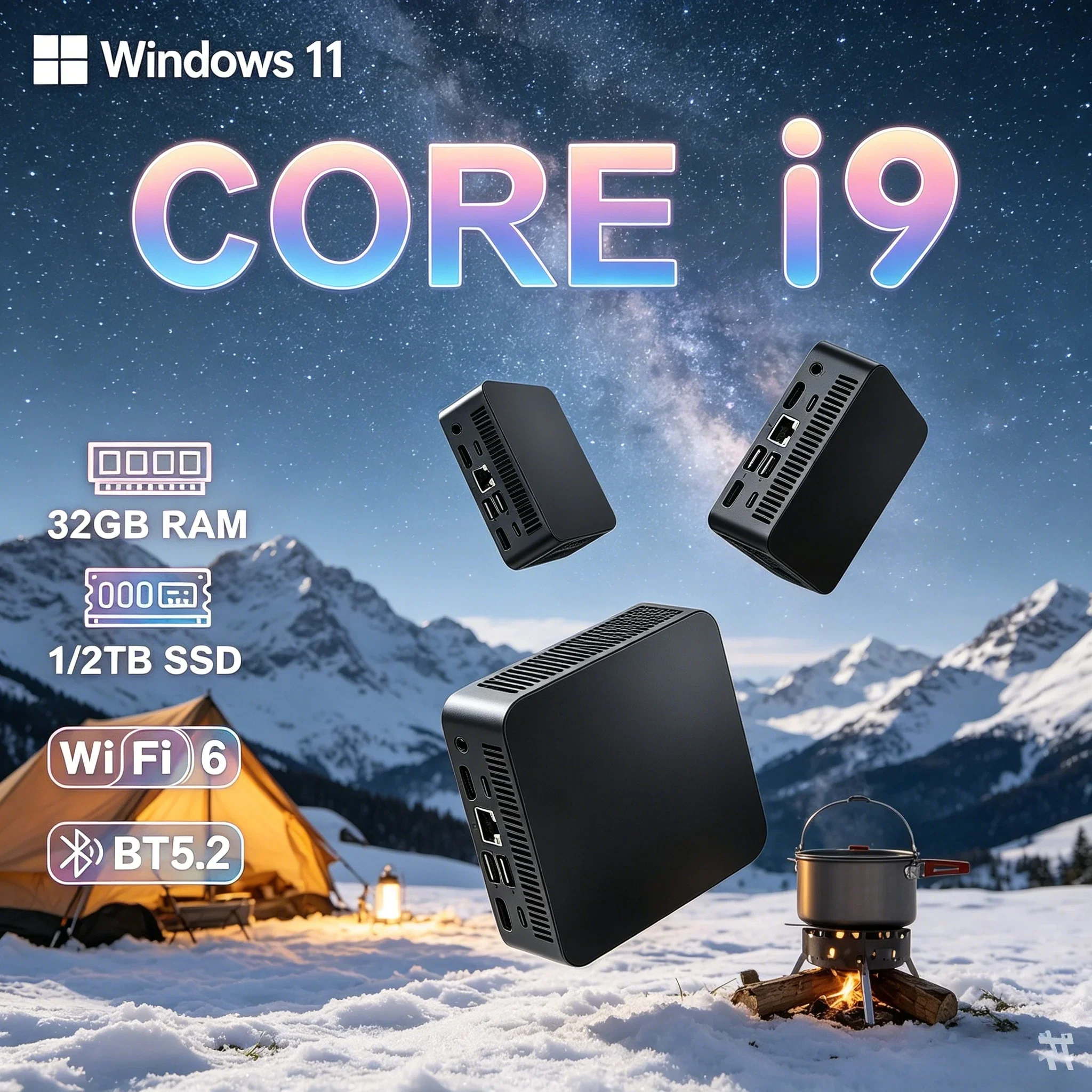 Ultra Thin Portable Mini Gaming PC Stylish Design Family Entertainment Desktop Host