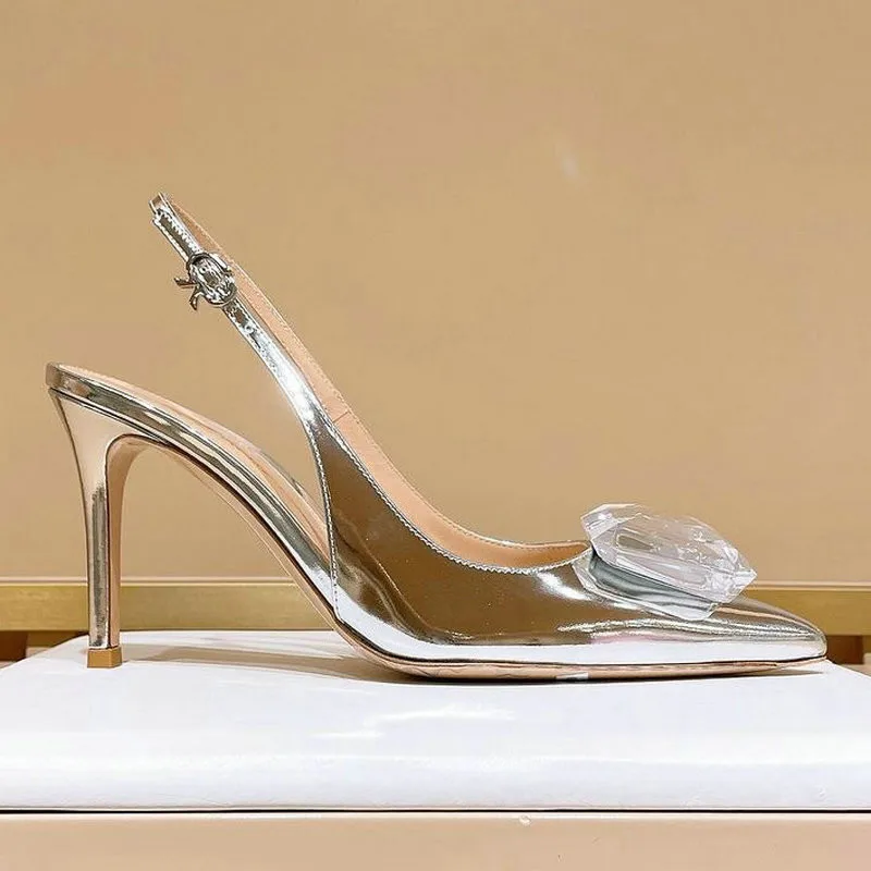 Marcelle Crystal Buckle Slingback Pumps