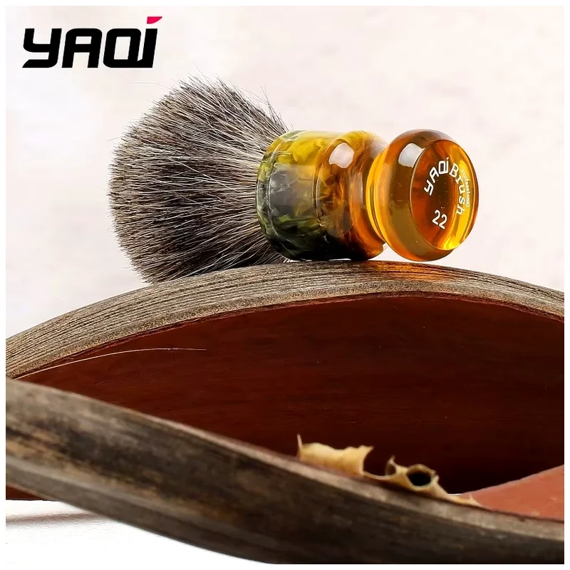 YAQI Men's Wet Shave Portable Grooming Tool Wet Shave Tools 22MM Sagrada Familia Pure Hair Shaving Brush with Resin Handle