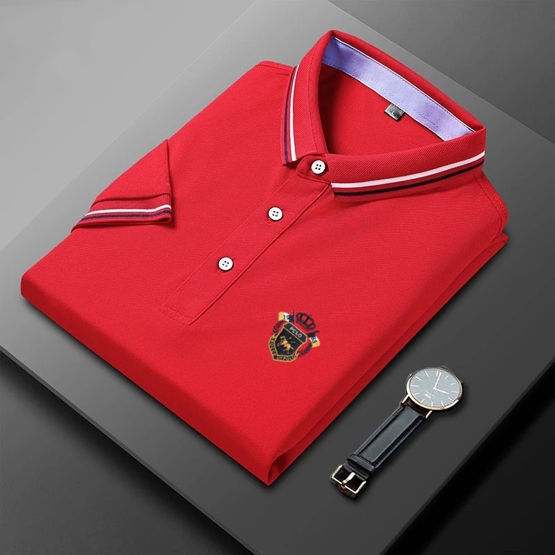2025 Hot Sale Men's Summer Casual Breathable Comfortable Polo Shirt Men's Solid Color High Quality Short Sleeve T-Shirt
