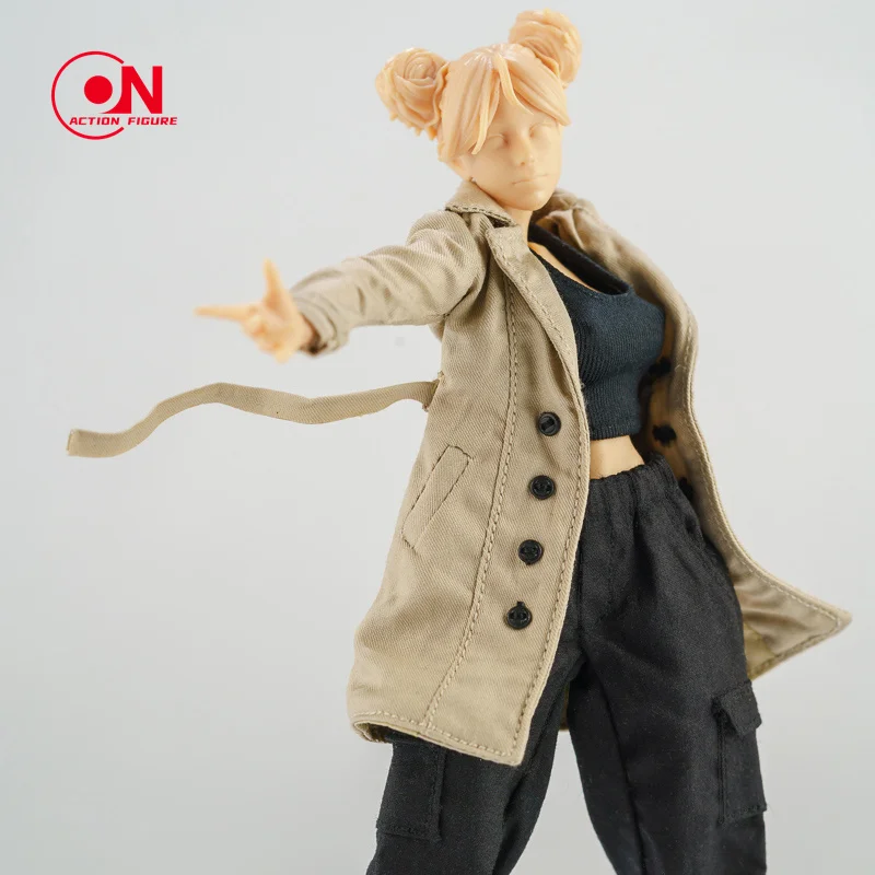 1/12 أنثى منتصف طول مصدات الرياح معطف قبالة الخصر سترة البضائع السراويل مجموعة ل 6in رومانية OB BJD الجندي عمل أرقام نموذج #2