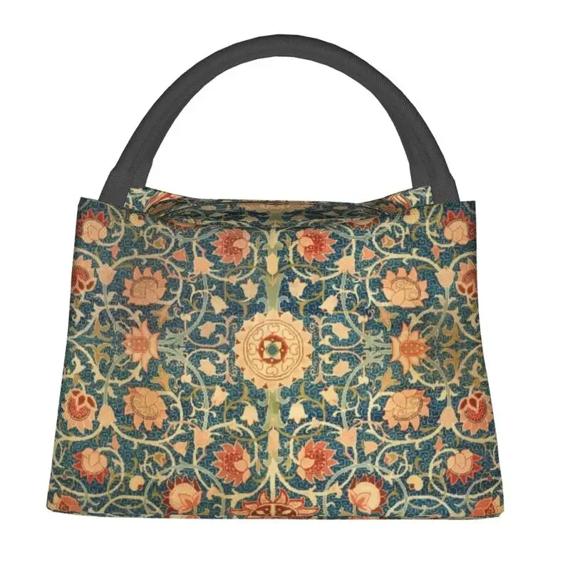 Holland Park William Morris Carpet Print Thermal Insulated Lunch Bag Women Floral Pattern Portable  Tote Meal Food Box