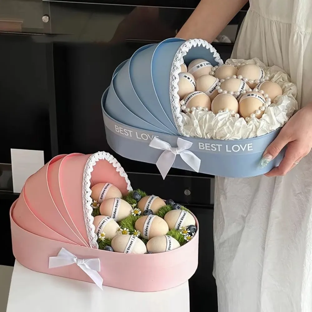 New Blue Pink White Shower Gift Box Fresh Flower Multi-Functional Moon Cake Basket Moon Cake Fresh Flower Arrangement Box