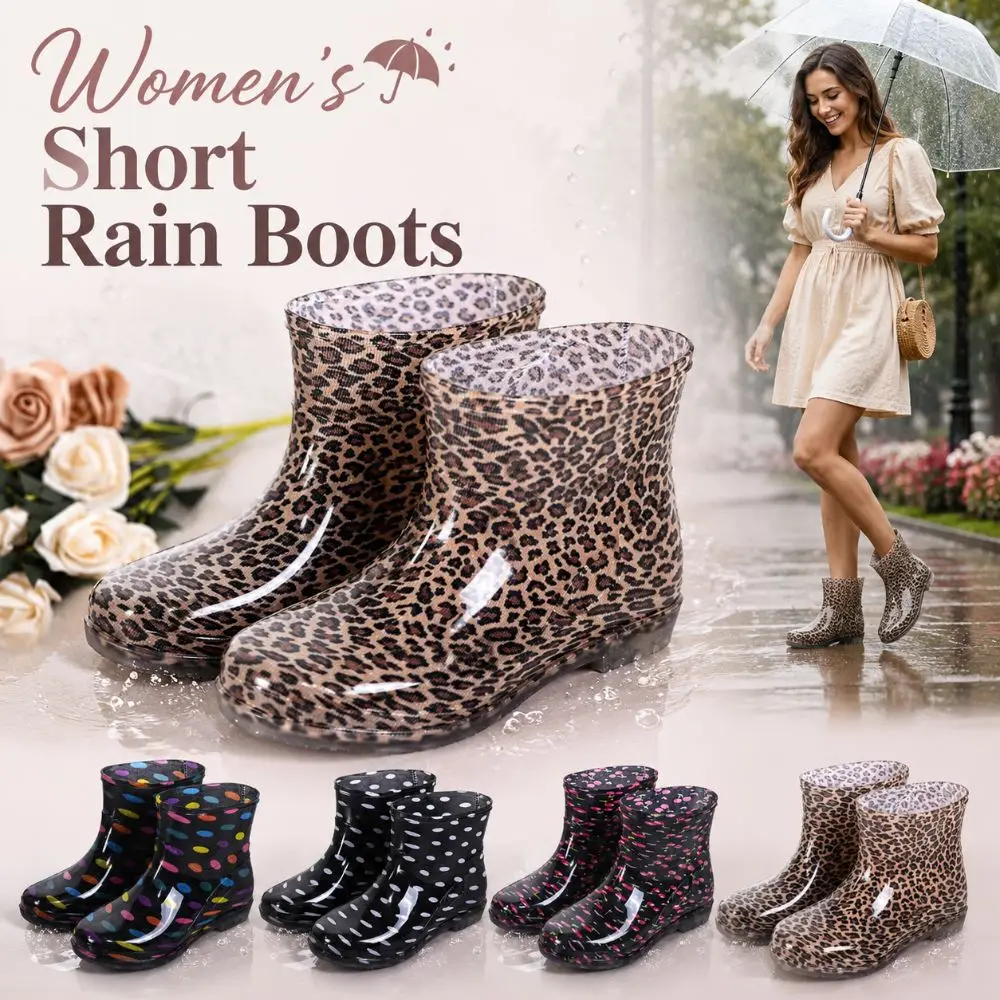 Non-slip Women's Short Rain Boots Waterproof Lightweight Garden Rain Shoes Low-top Durable Water Shoes For Outdoors,Kitchen,Work