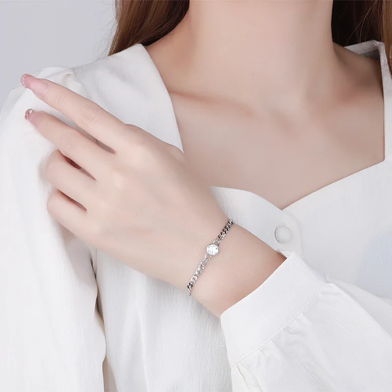 JECIRCON S925 Sterling Silver Moissanite Bracelet 0.5/1 Carat Simple Round Bubble Hand Chain for Women Light Luxury Style Design