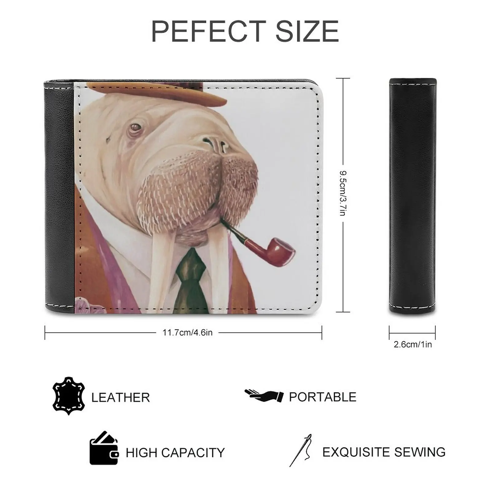 Walrus Men's Wallet Purses Wallets New Design Dollar Price Top Men Leather Wallet Walrus Dapper Animals Animals In Sea Creature