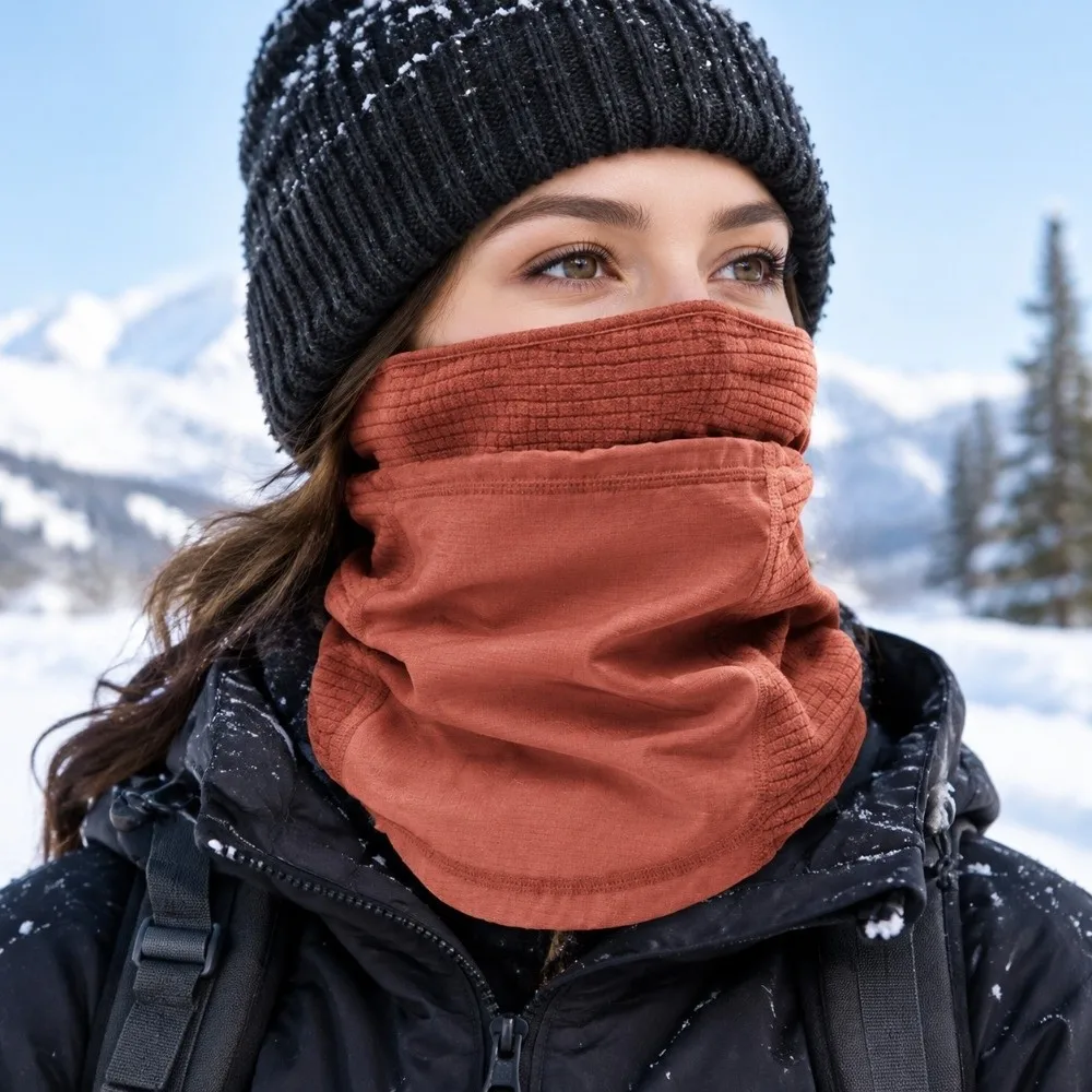 Unisex Windproof Cycling Face Mask Adjustable Double-Layer Neck Gaiter Ear Protection Anti Cold Scarf Mask Winter