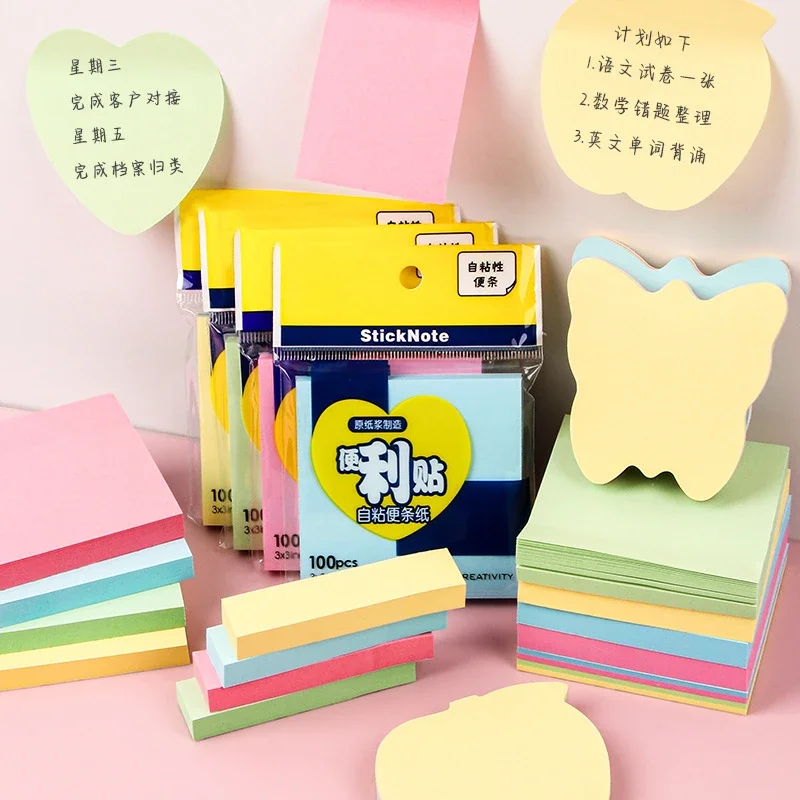 100 Sheets Color Post-it Notes Sticky Notes Pads Posits Stickers Posted It Memo Notepad School Office Student Message Stickers