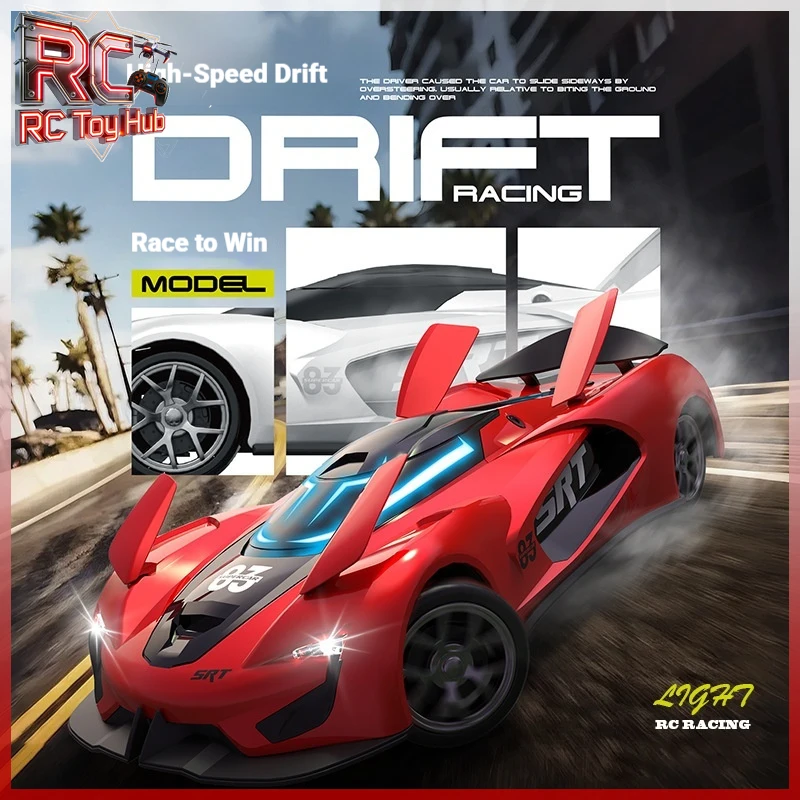

SRT Electric Remote Control Stunt Racing Car High Speed Drift Deformable Spray Sound Light Shockproof Toy Car Model For Boys