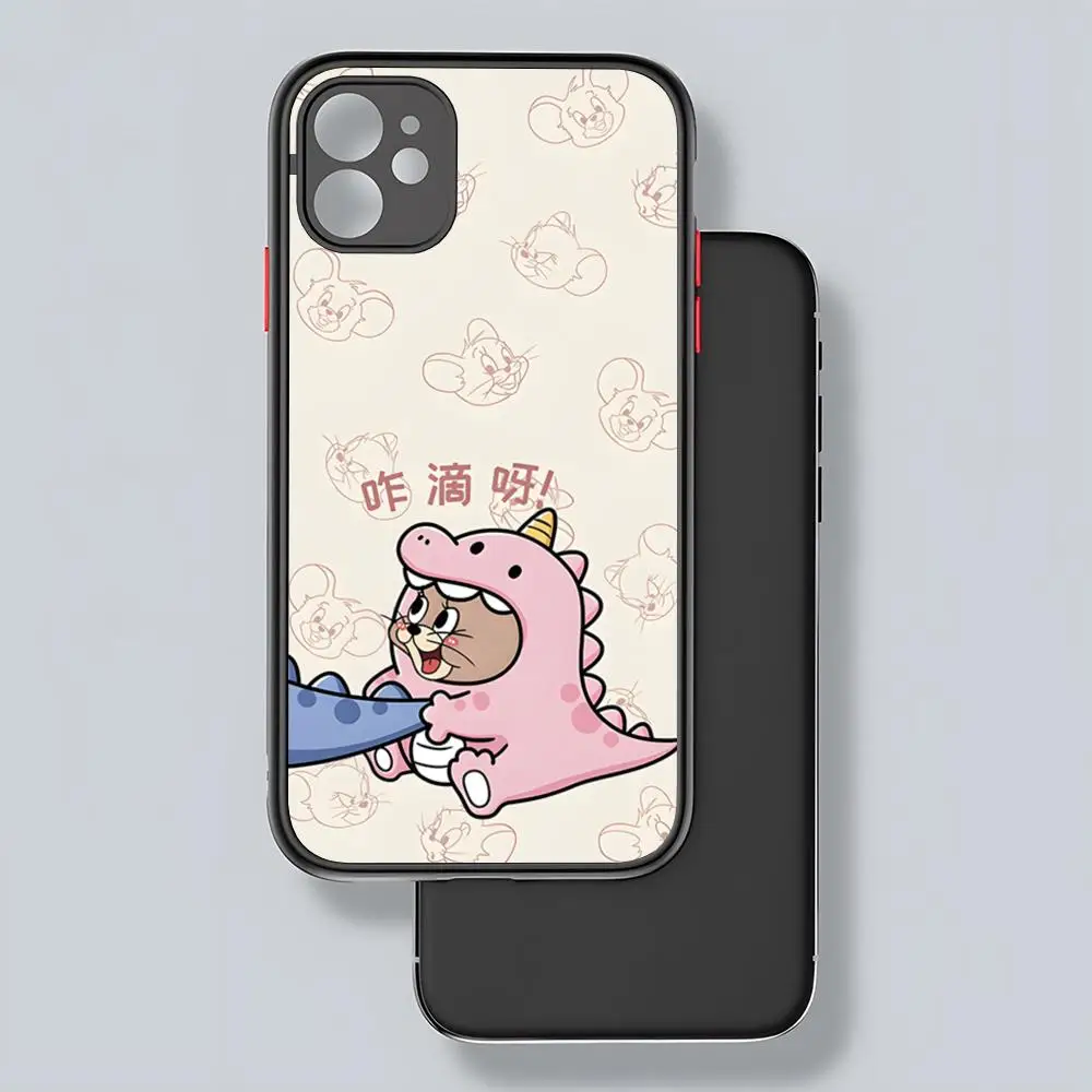 MINISO TomS JerryS Phone Case Matte Transparent For 16 15 IPhone 12 11 13 Pro Max X XR 8 Plus Back Cover