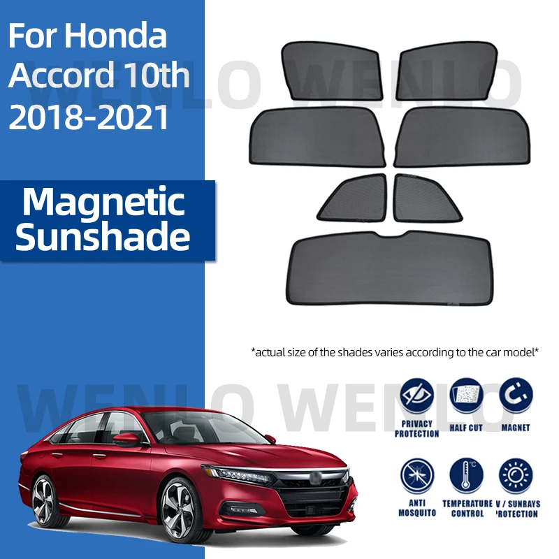 For Honda Accord X 2018-2022 Magnetic Car Sunshade Visor Front Windshield Frame Curtain Rear Side Window Sun Shade Shield