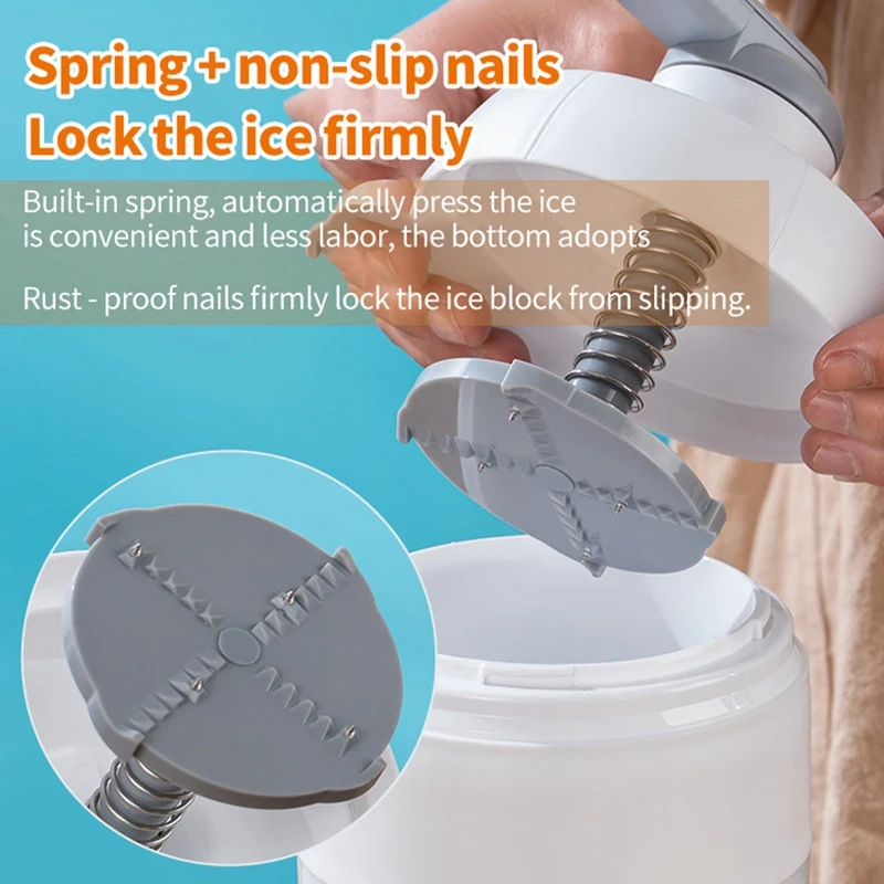 1Set Hand Block Shaving Machine Household Small Ice Maker Machine Ice Crusher Plastic+Stainless Steel