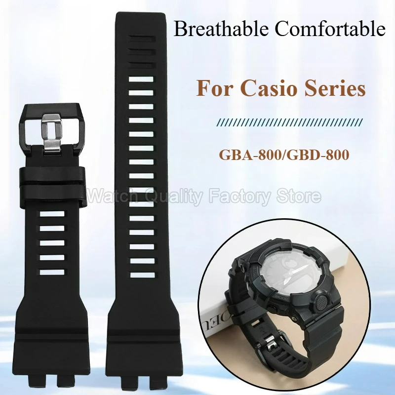 Accessoires de montre pour Casio GBA-800/GBD-800, Bracelet de montre en résine souple et étanche 5554 3464, Bracelet en Silicone noir bleu gris vert