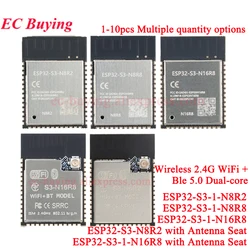 1-10Pcs ESP32S3 ESP32-S3-1-N8R2 N8R8 N16R8 8MB 16MB Flash 2MB PSRAM 2.4G Wifi Ble 5.0 Dual Core 32bit MCU Wireless Wi-Fi Module