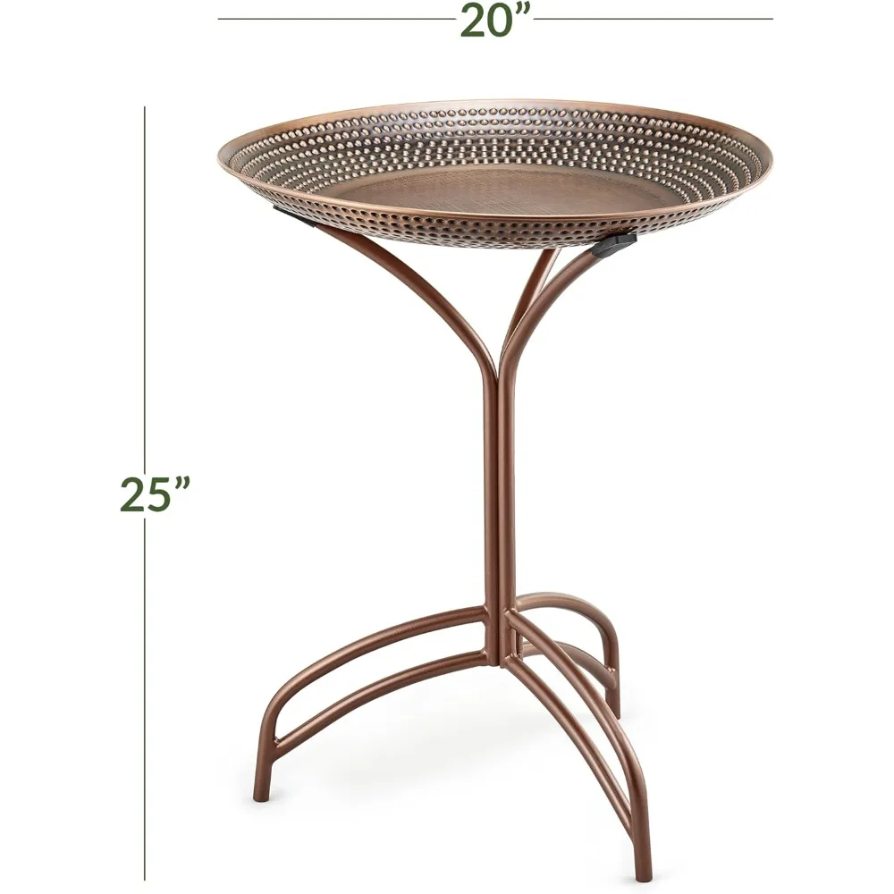 حمام الطيور النحاسي مقاس 20 بوصة مع قاعدة ألومنيوم متينة لتزيين الحديقة بلمسة نهائية برونزية #5