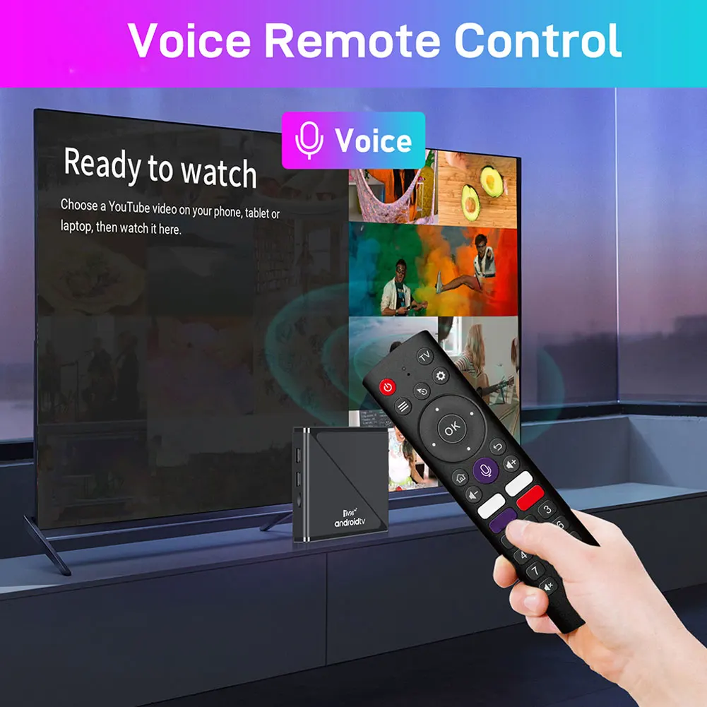 2.4G e 5G Dual WiFi BT5.0 Smart TV Box Allwinner H313 Quad Core Android 14 Set Top Box Telecomando vocale digitale HD 8K 4K