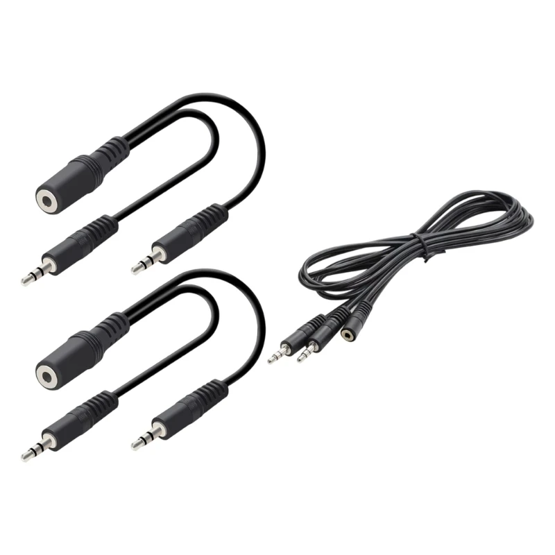 3.5mm Y Splitter Cable Stereos Female to Double Male Auxes Connectors with TangleFree Design for Home Travel Use 83CF