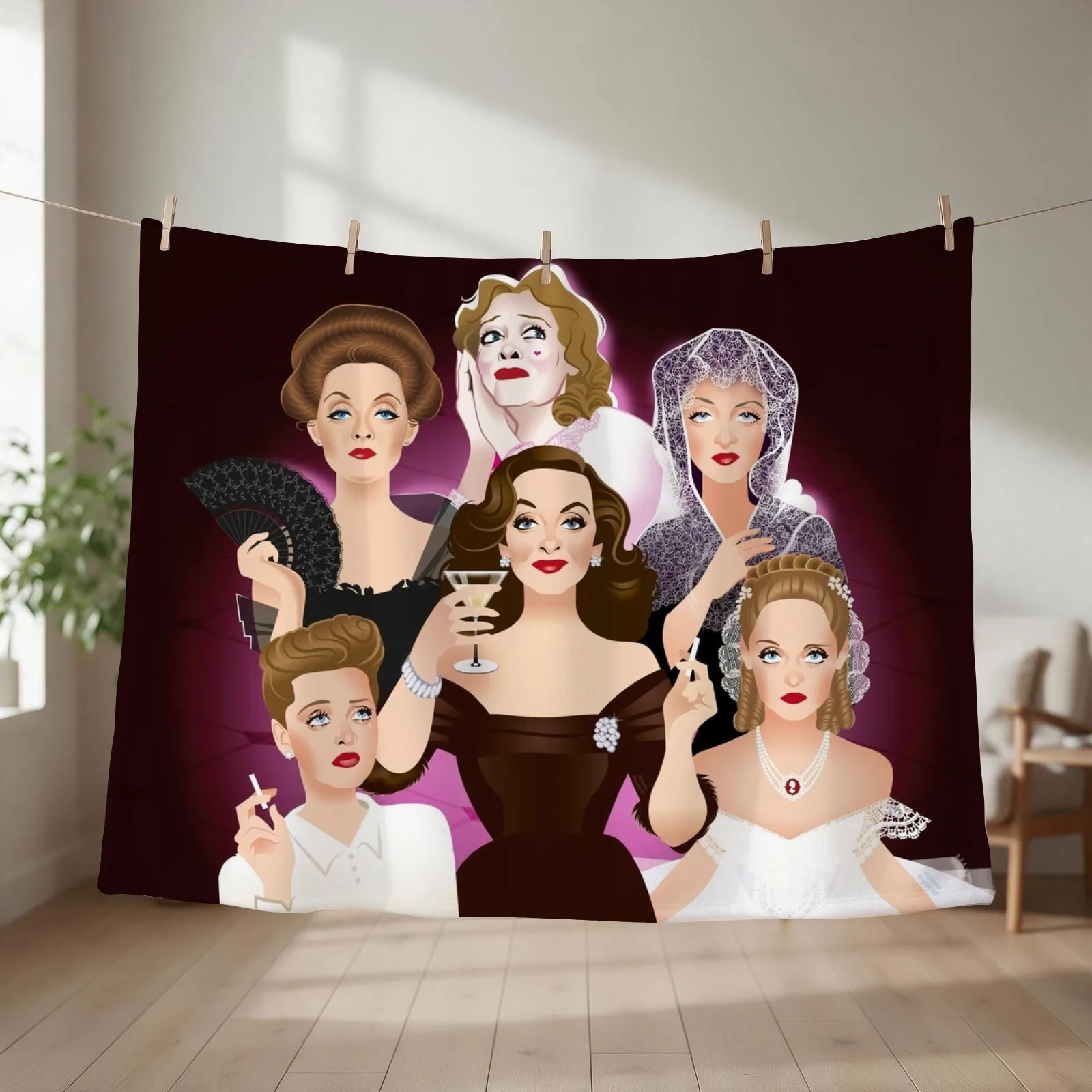 Bette Davis Throw Blanket couch cozy soft plush fuzzy picnic outdoor blanket