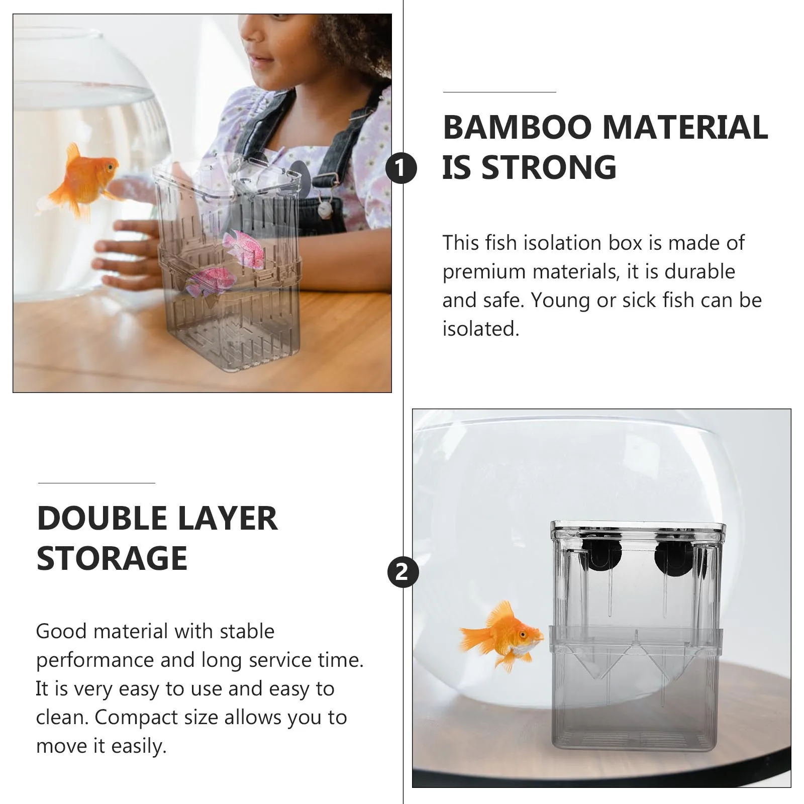

2Pcs Fish Isolation Box Aquarium Suction Cup Breeding Holder for Aggressive Injured Small Fish Tank Hatching Incubator