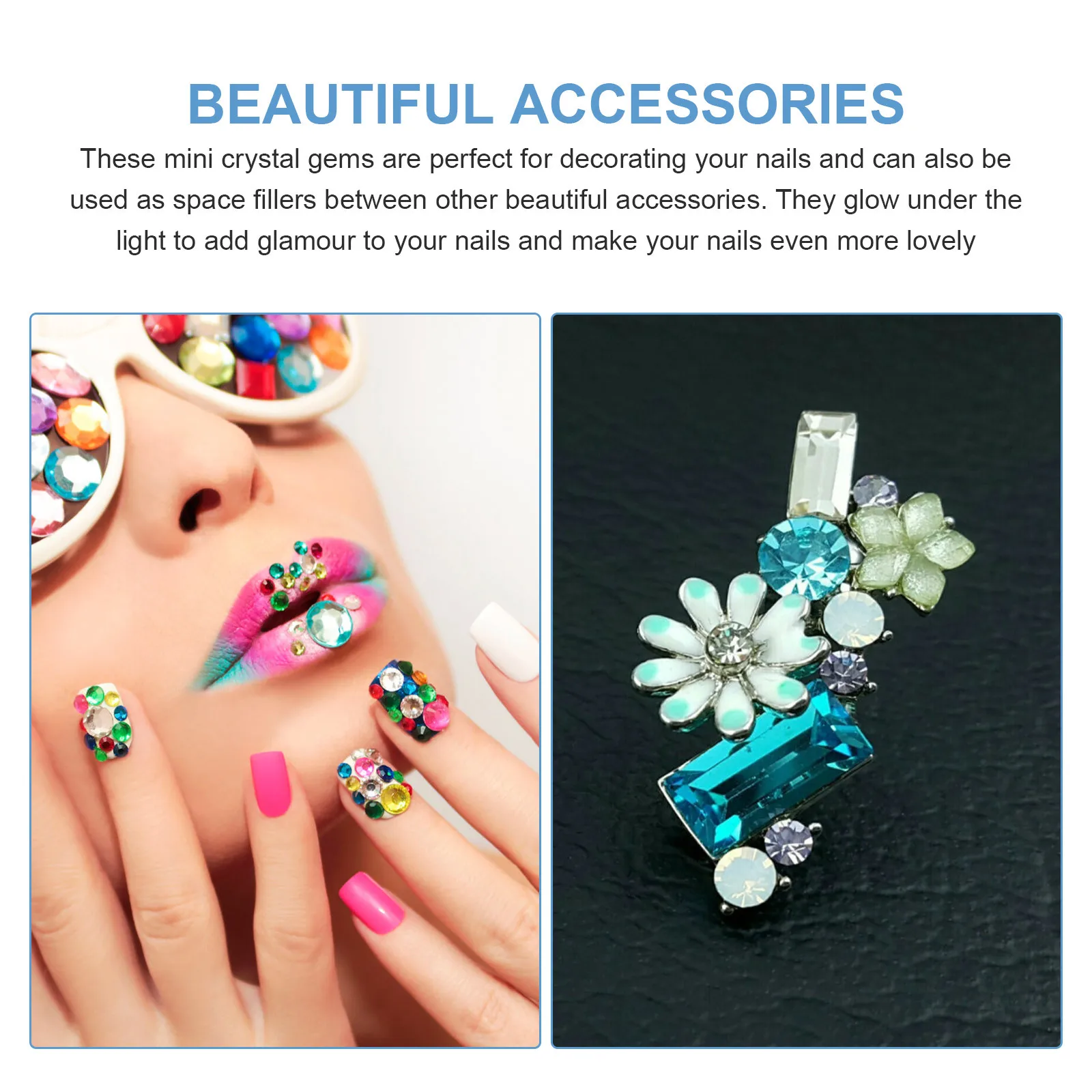 

5Sets Water Drill Pointed Base Nail Ornament Long Lasting DIY Manicure Supply Glass Nail Decors Manicure Decors