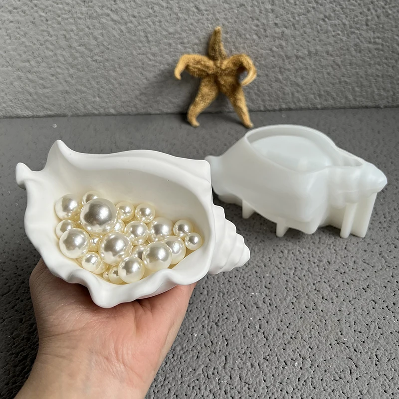 Shell Trinkets Storage Dish Silicone Mold Conch Candle Vessel Cement Mold Starfish Plaster Tray Soap Dish Epoxy Resin Clay Mold