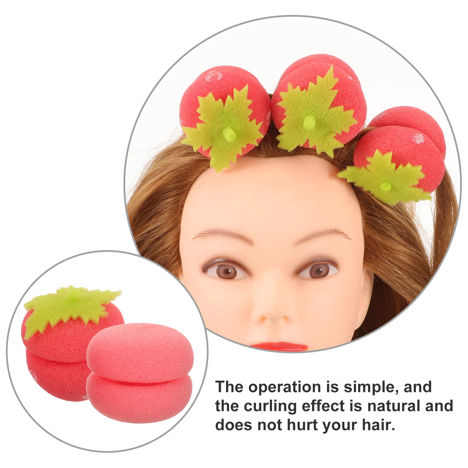 12 PCS Sponge Curling Ball Mushroom Iron 12pcs (strawberry + Pink Six Each) Roller Hair Rollers Curler Styling Curlers Women's