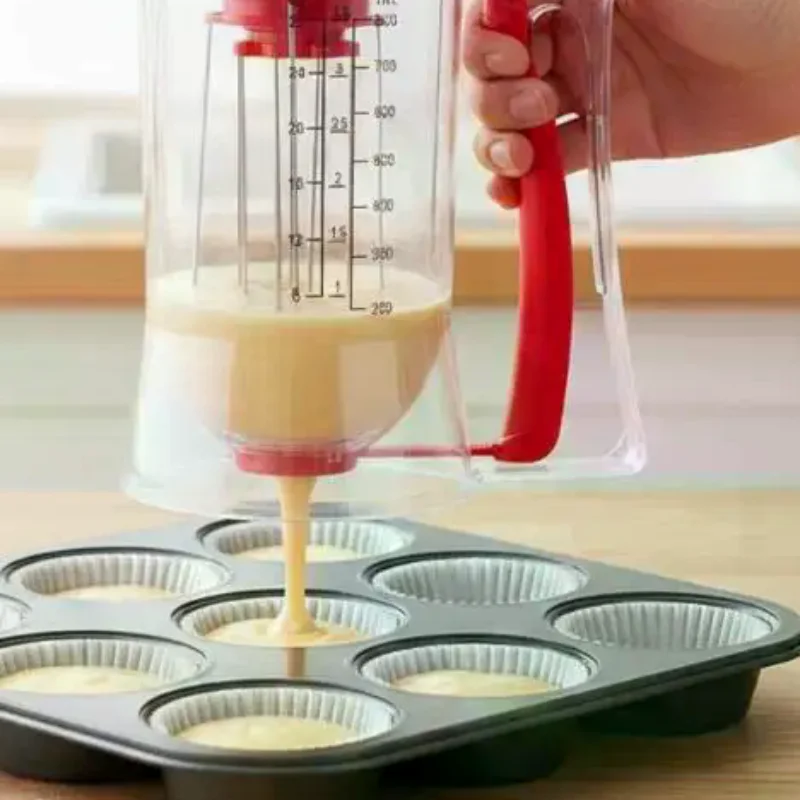 Kitchen.Baking Labels - เครื่องจ่ายแป้งเค้กพร้อมการออกแบบแบบบีบมีฉลากบอกขนาด ป้องกันการหยดไหล สำหรับทำคัพเค้กในครัว