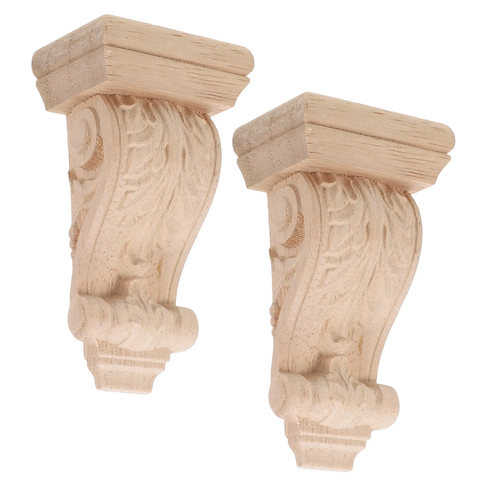 2Pcs Wood Corbel Shelf Brackets Decorative For Fireplace Shelf Decor Vintage Hand Carved European Style Appliques