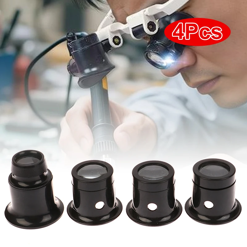

New！4Pcs/set Eye Loupe Magnifiers 5x/10/15x/20x Watch Repair Tool Kit Jewelry Loupe Magnifier Magnifiying Glass Watchmaker Tools